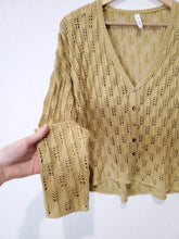 Load image into Gallery viewer, Chartreuse Crochet Knit Top (S/M)
