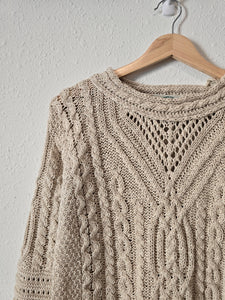 Vintage Linen Cable Knit Sweater (M)