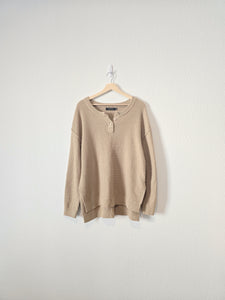 Waffle Knit Henley Sweater (XL)