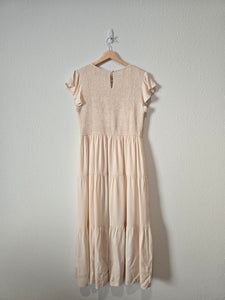 Cream Smocked Midi Dress (L)