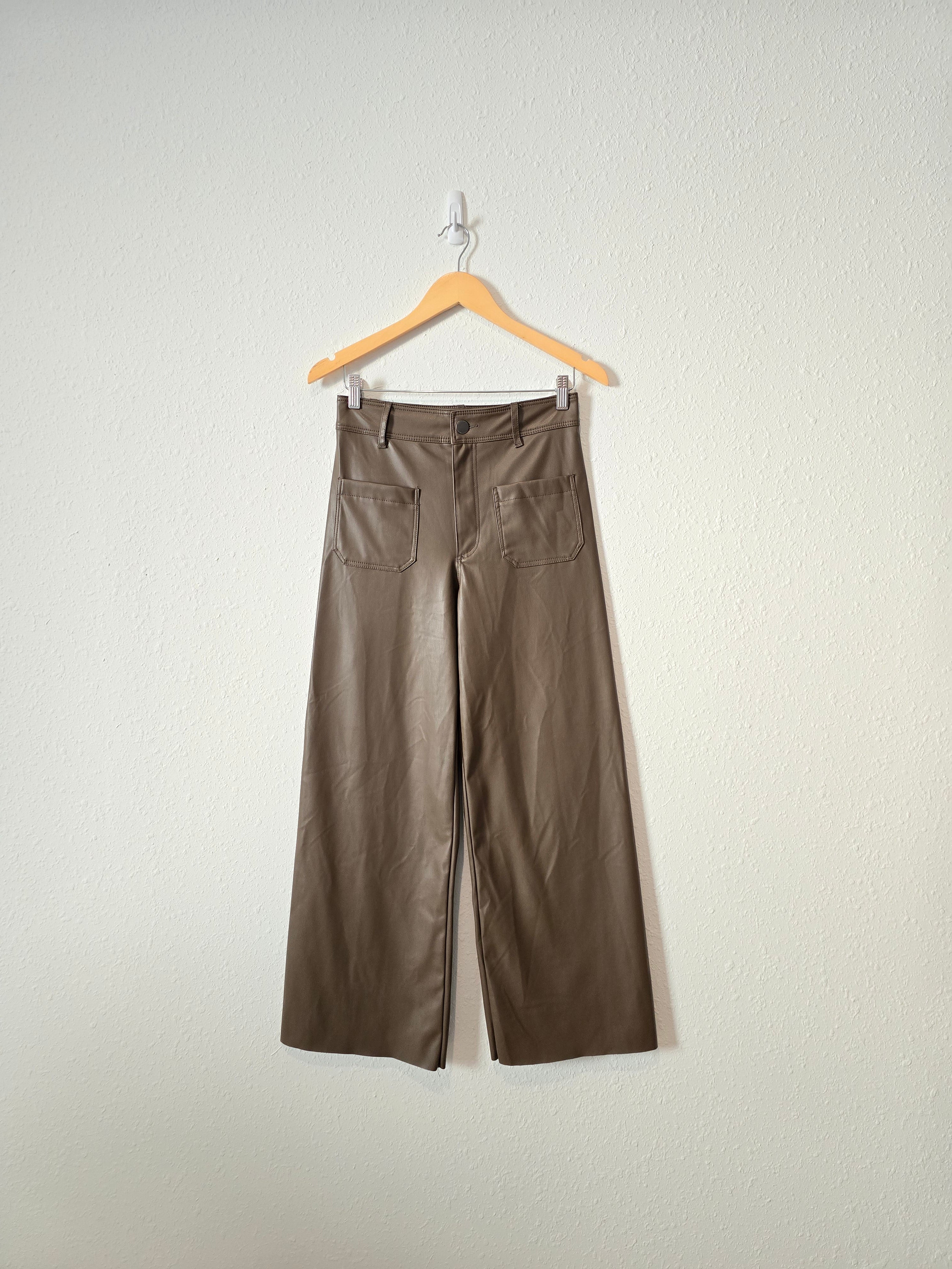 Zara Leather Marine Straight Pants (4)