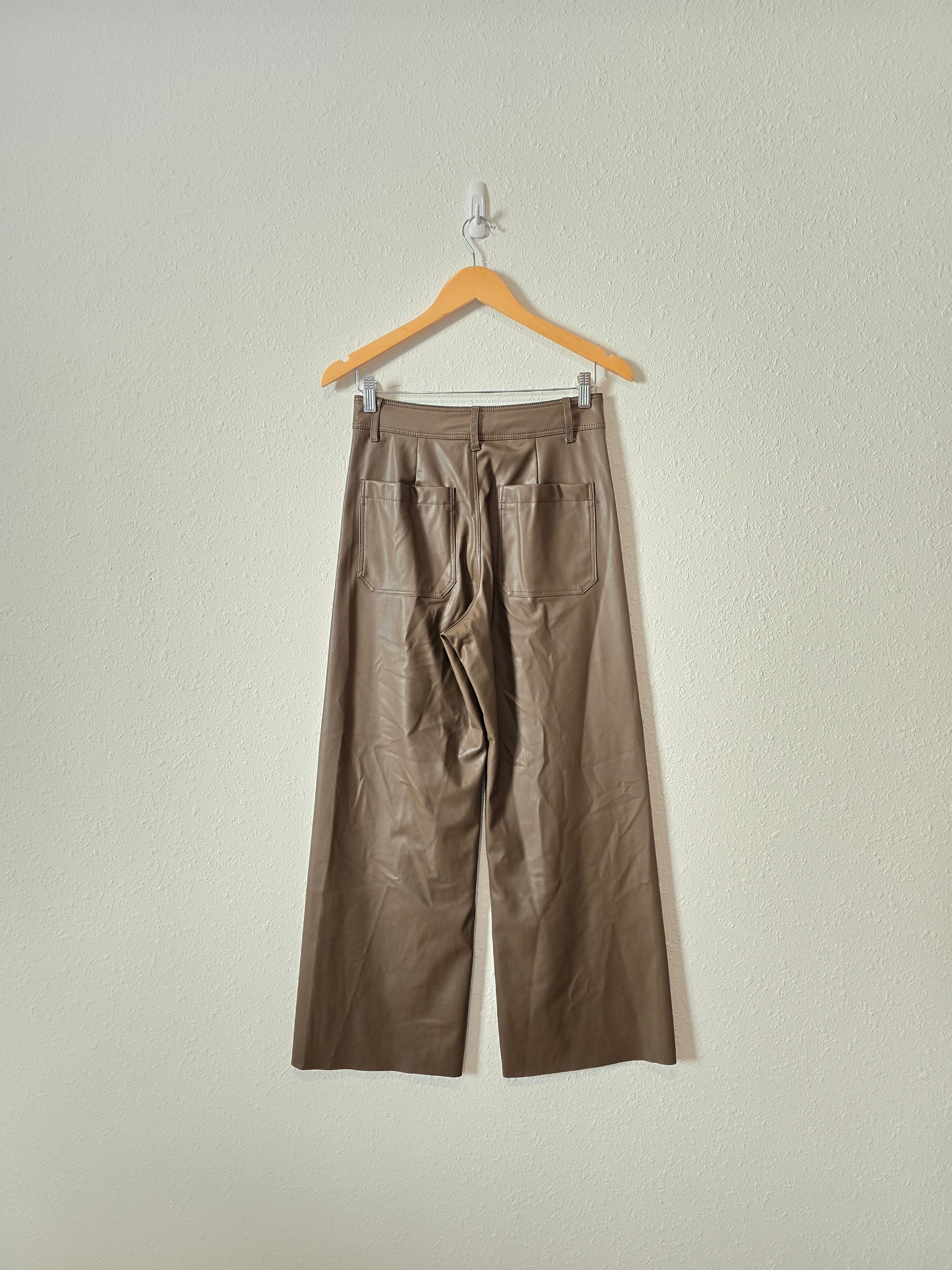 Zara Leather Marine Straight Pants (4)