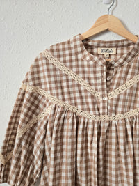 Boutique Gingham Lace Top (L)