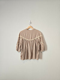 Boutique Gingham Lace Top (L)