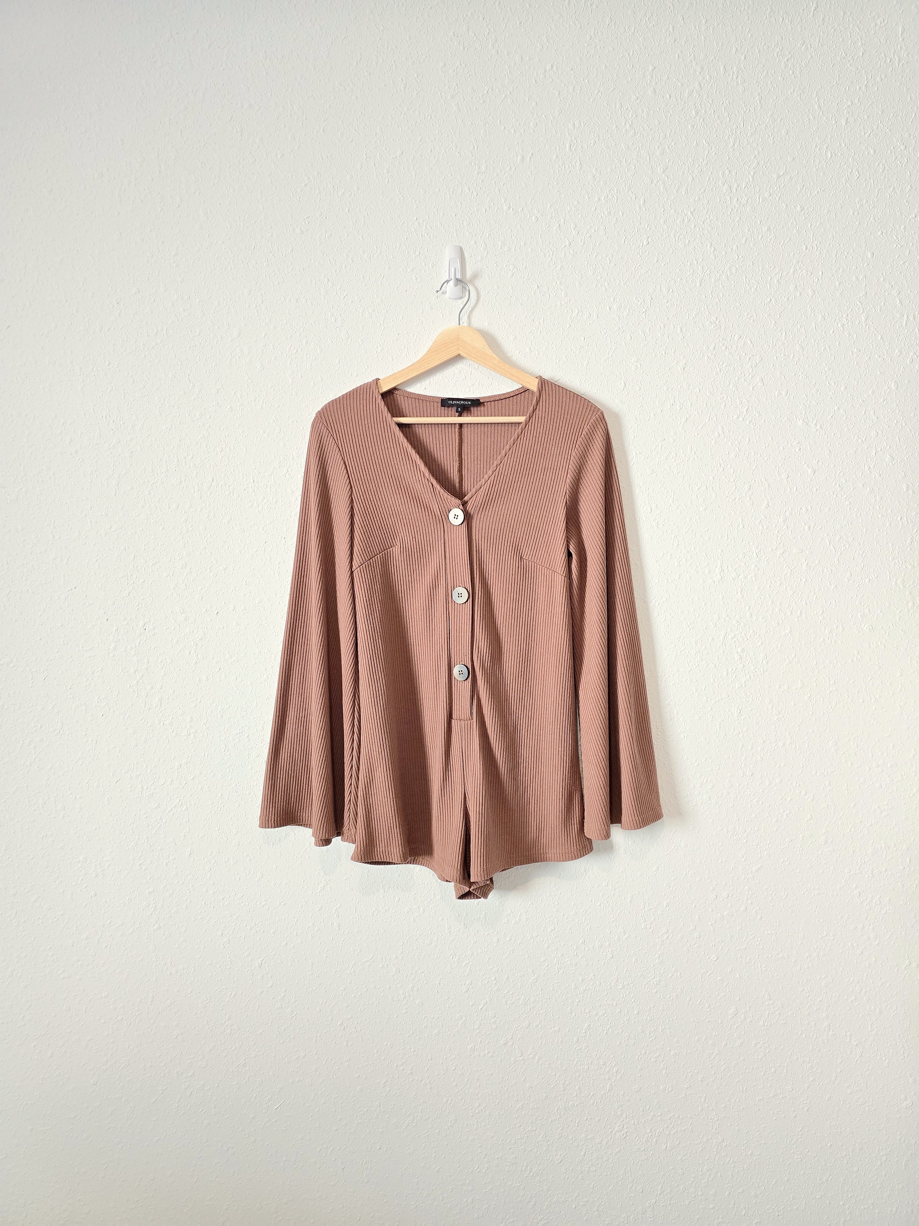 Brown Bell Sleeve Romper (S)