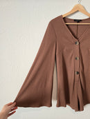 Brown Bell Sleeve Romper (S)