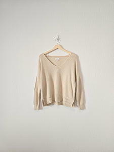 Cream Waffle Knit Sweater (M)