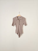 A&F Taupe Ribbed Bodysuit (L)