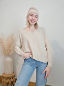 Cream Waffle Knit Sweater (M)