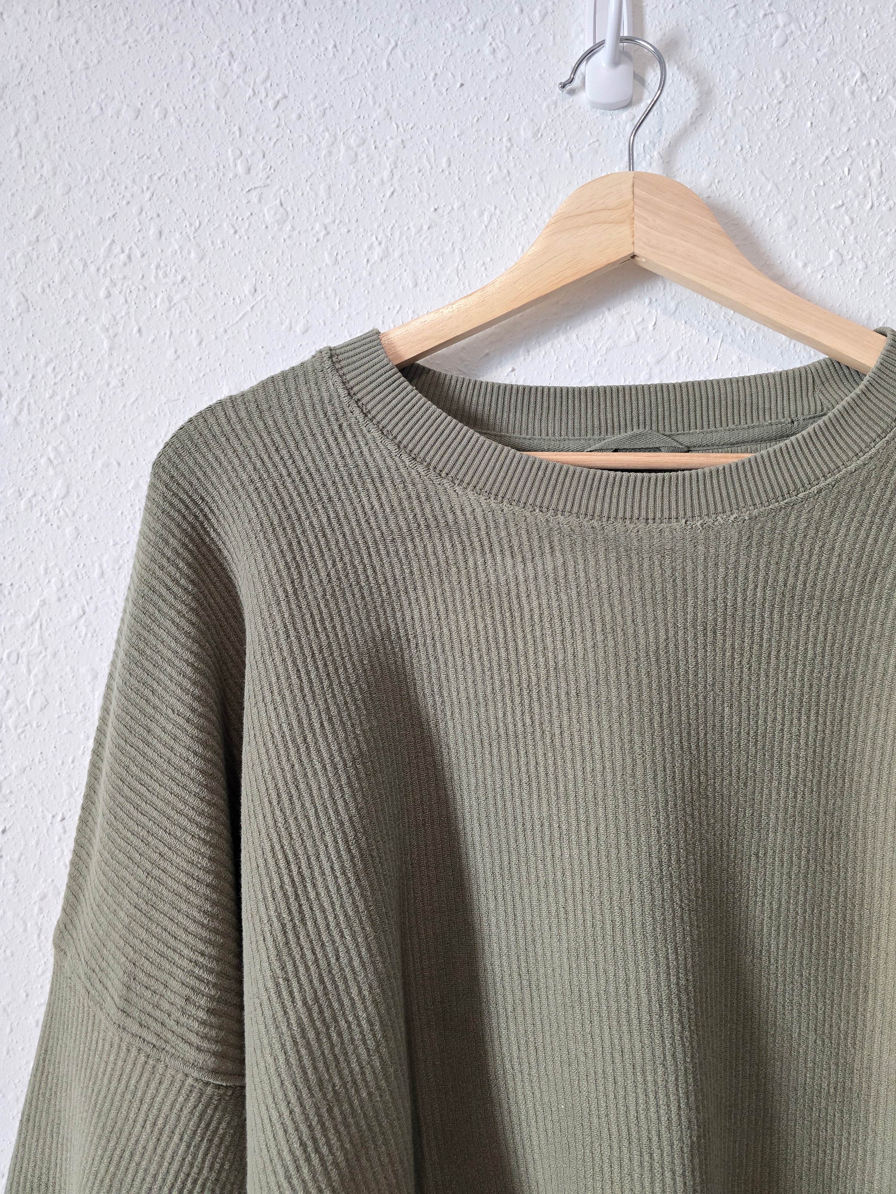 Aerie Olive Ribbed Sweater (L)