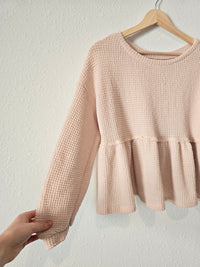 Waffle Knit Babydoll Top (M)