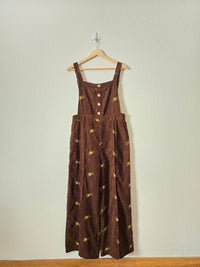 Brown Floral Embroidered Overalls (L)