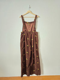 Brown Floral Embroidered Overalls (L)