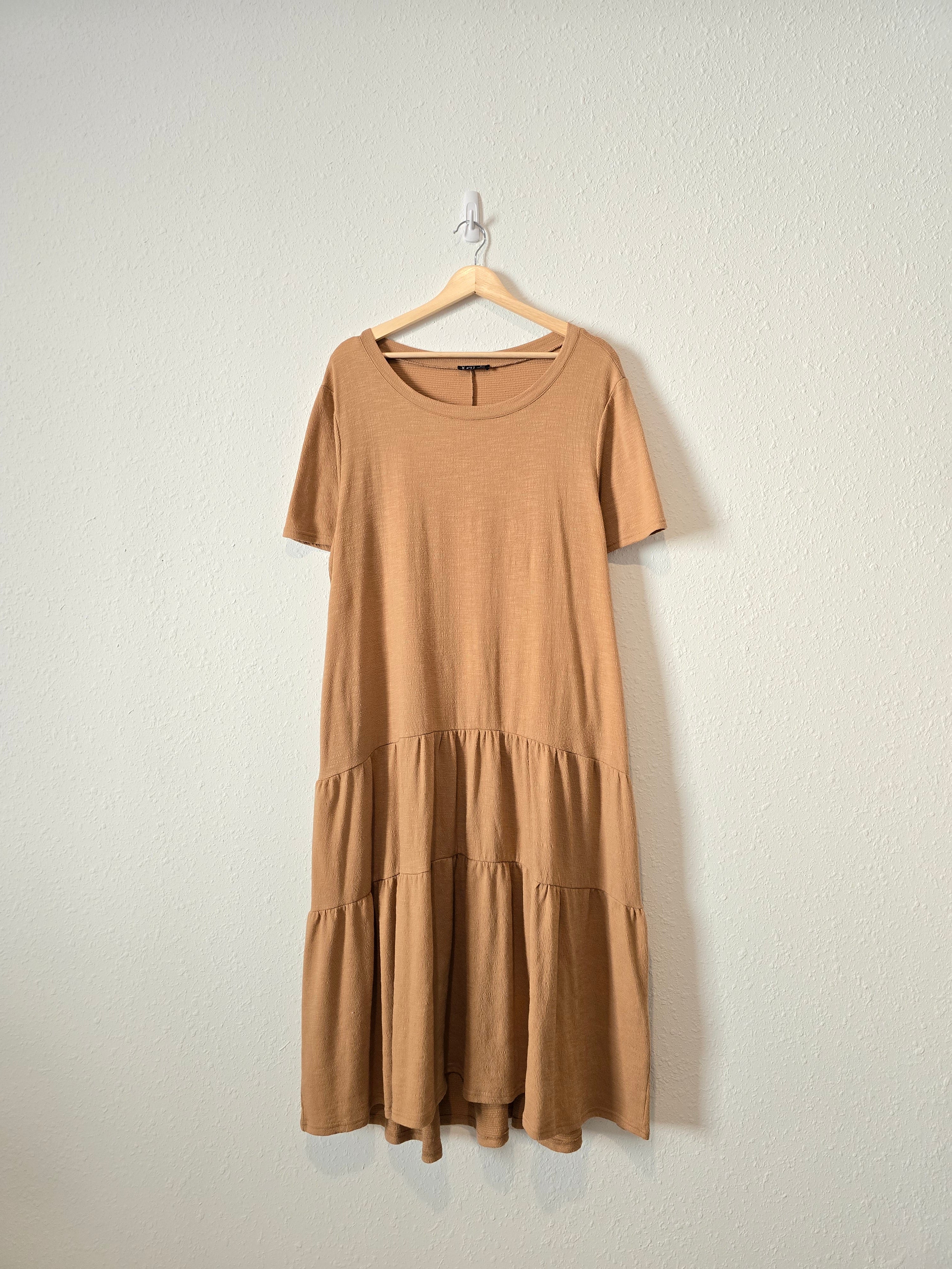 Camel Oversized Tiered Dress (M)