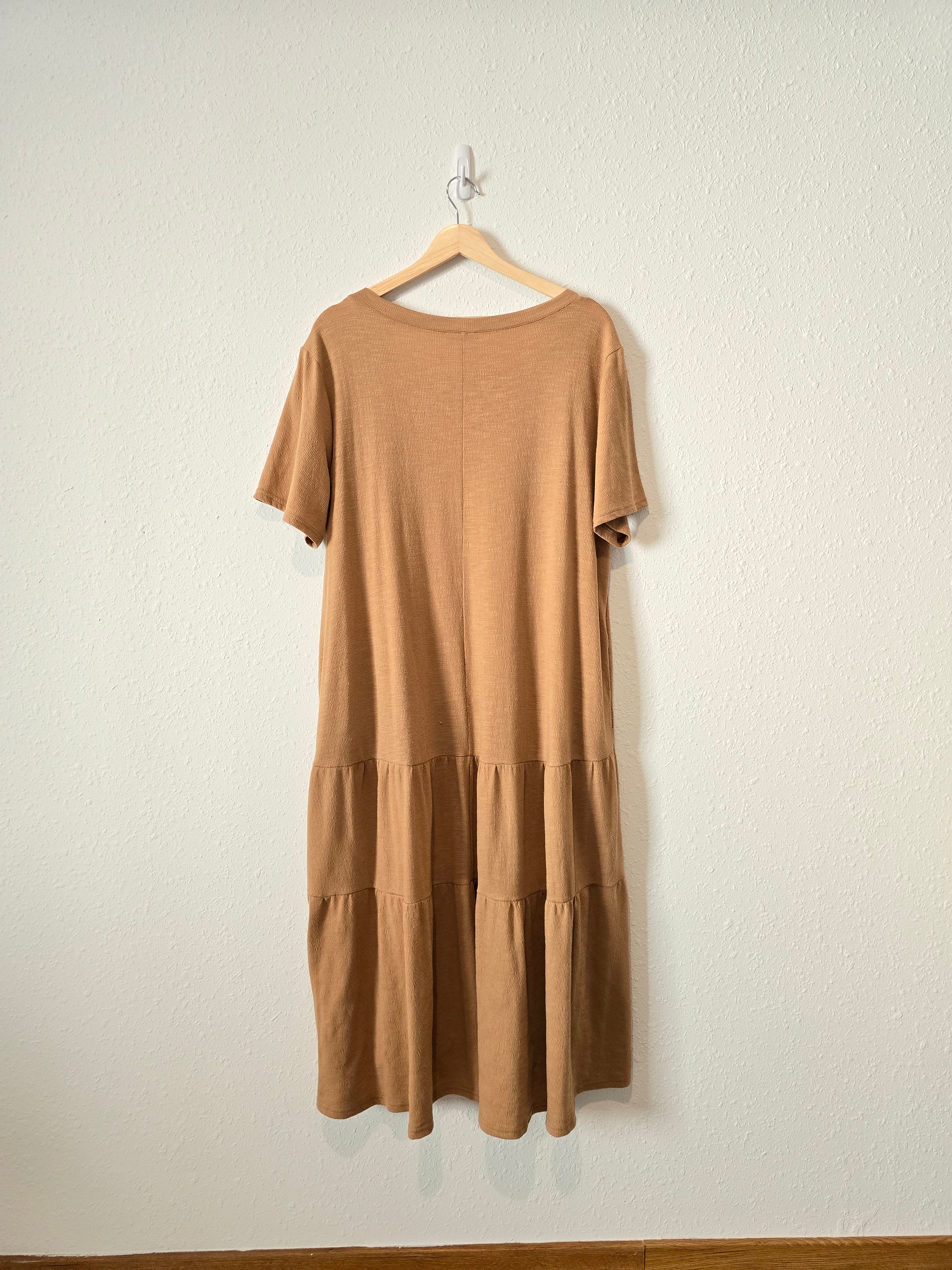 Camel Oversized Tiered Dress (M)