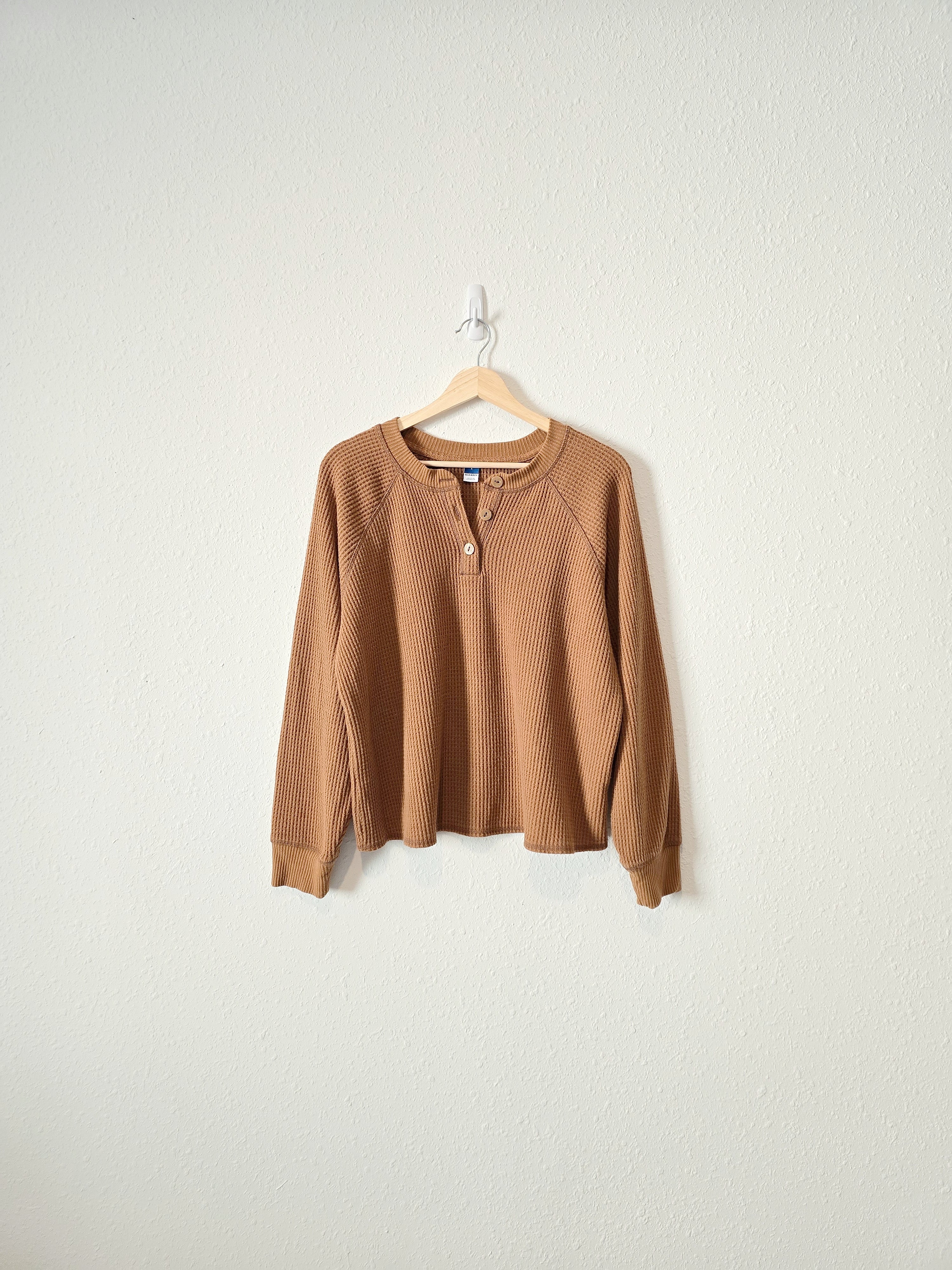 Cozy Waffle Henley Sweater (L)