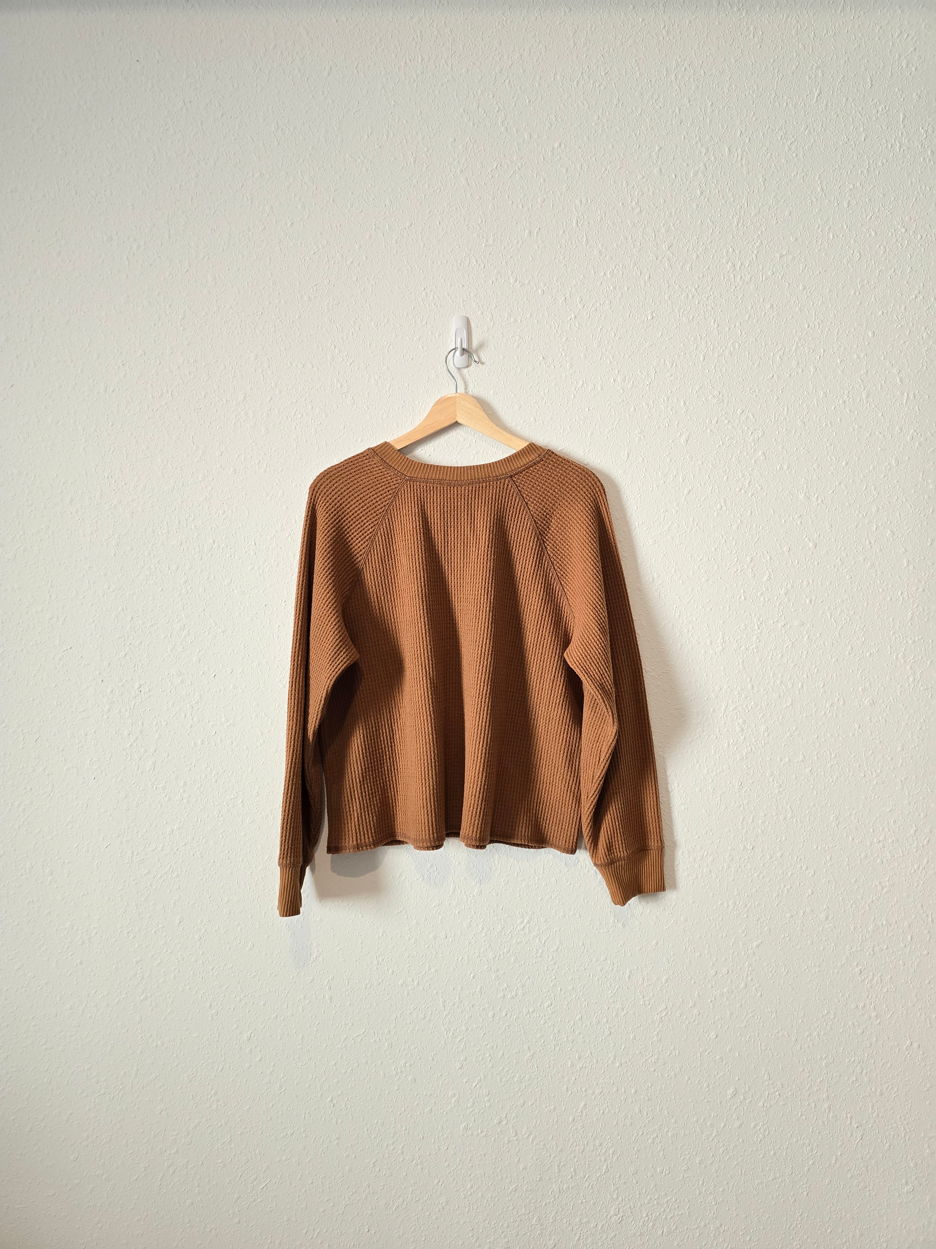 Cozy Waffle Henley Sweater (L)