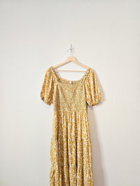 Mustard Floral Midi Dress (L)