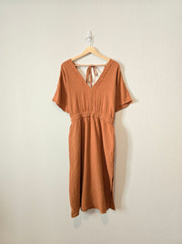 Terracotta Gauze Midi Dress (L)