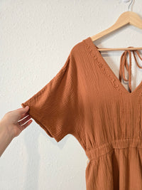 Terracotta Gauze Midi Dress (L)