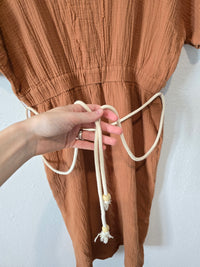 Terracotta Gauze Midi Dress (L)