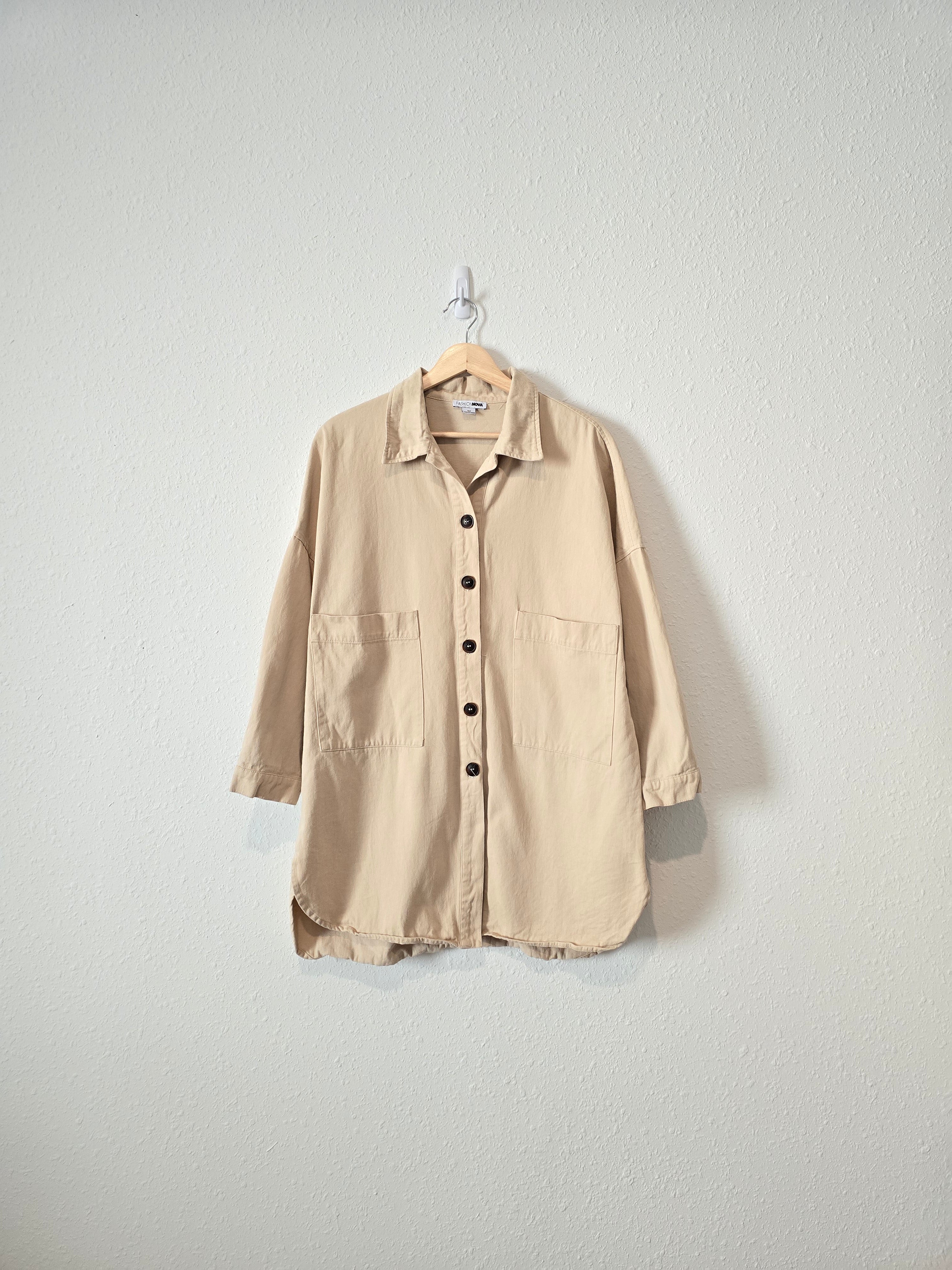 Oversized Neutral Button Up (M)