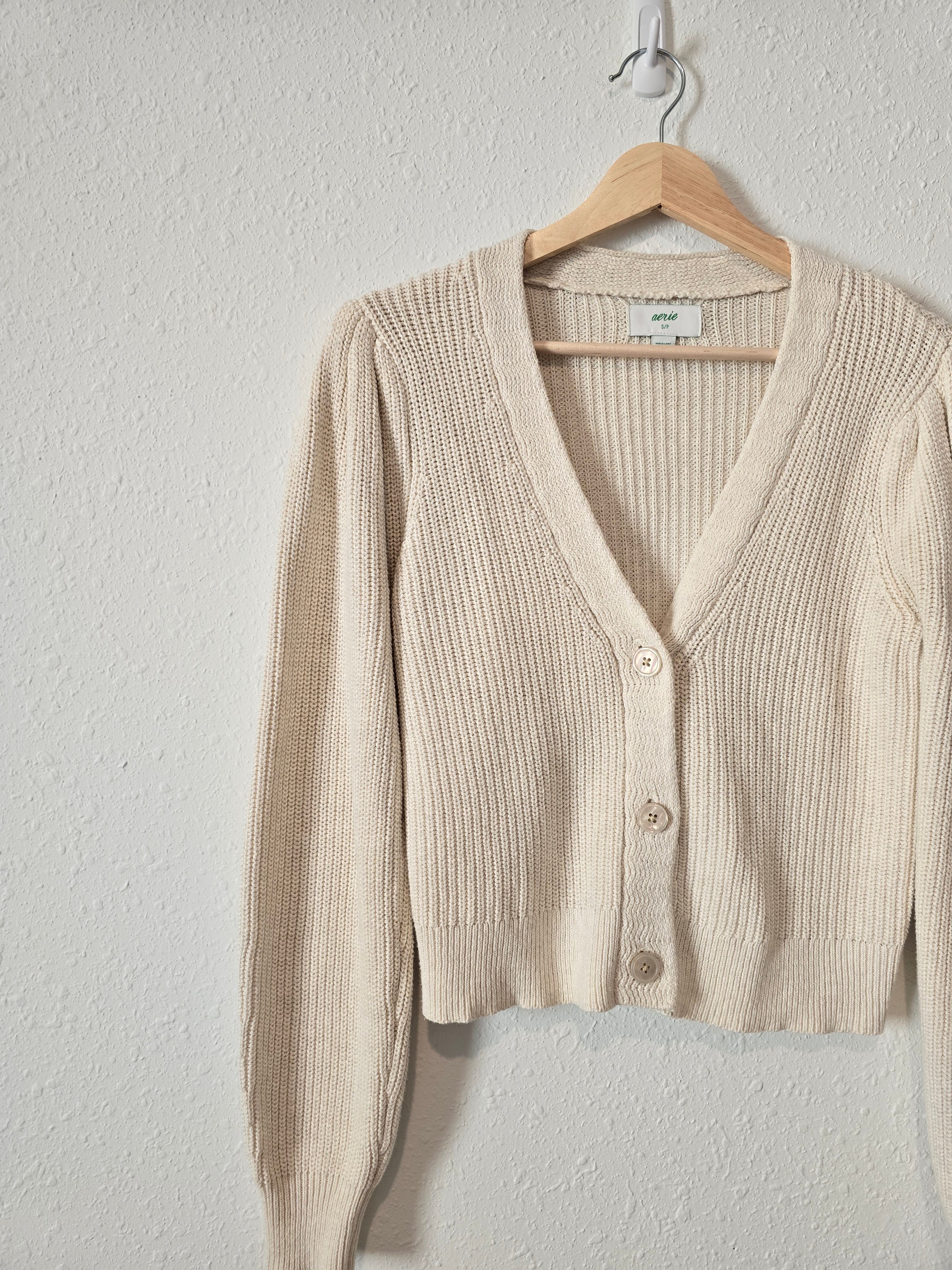 Aerie Puff Sleeve Cardigan (S)