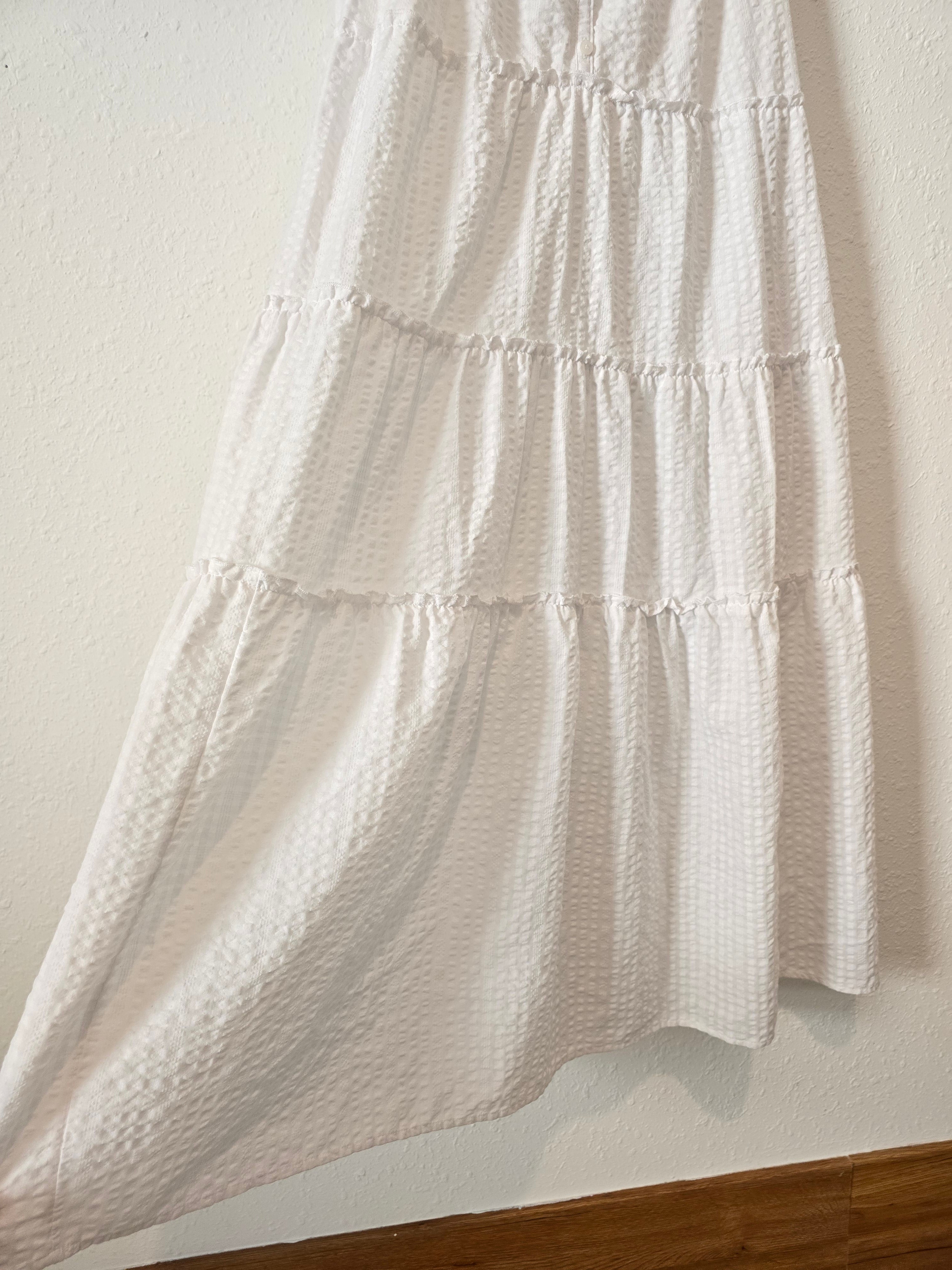 White Textured Midi Dress (L)