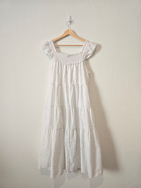 White Textured Midi Dress (L)