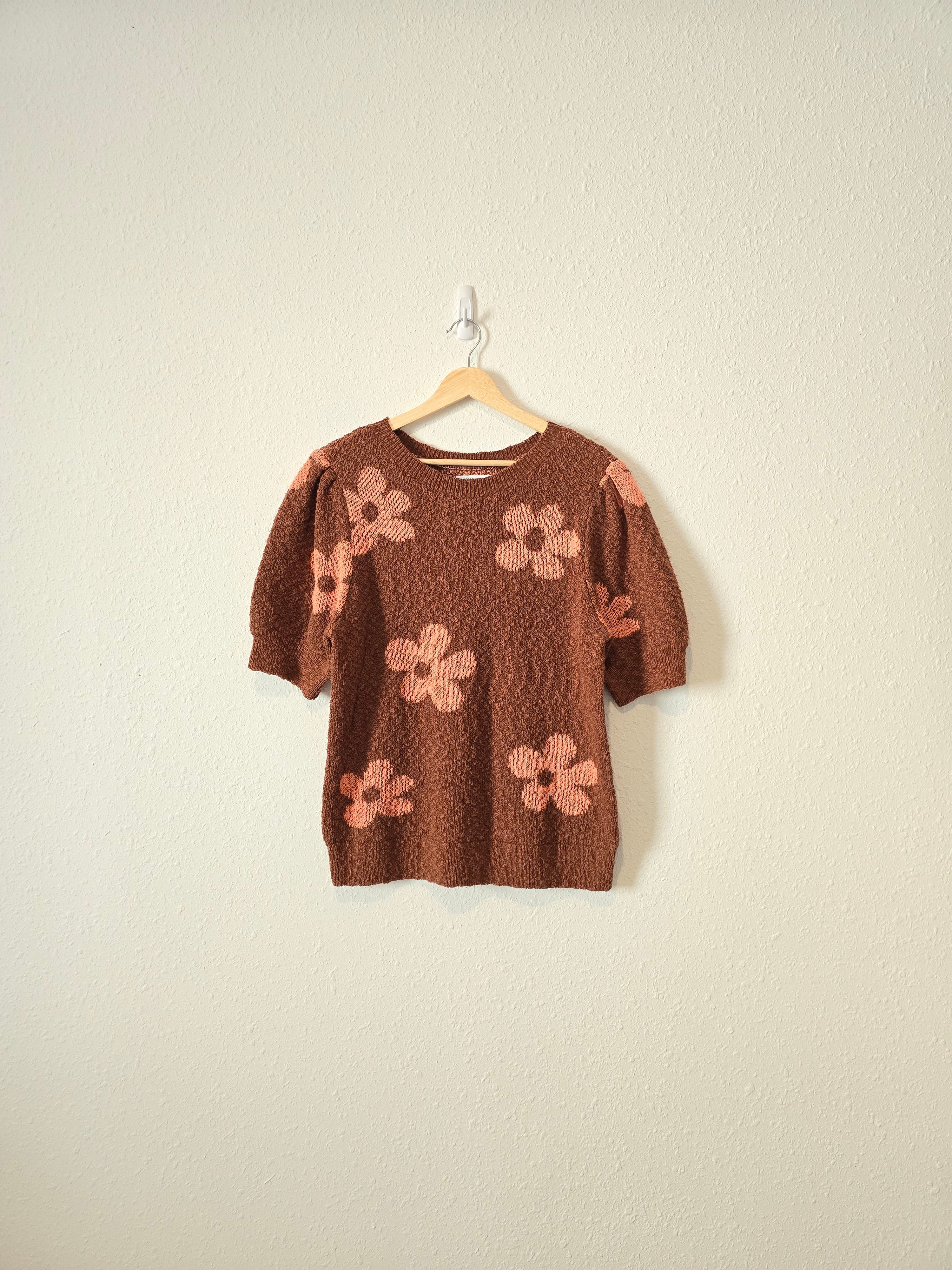 Brown Floral Sweater Top (XL)