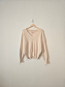 Cream Ribbed Knit Sweater (L)