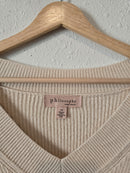 Cream Ribbed Knit Sweater (L)