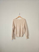 Cream Ribbed Knit Sweater (L)