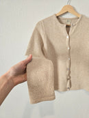 LL Bean Oatmeal Knit Button Up (S)