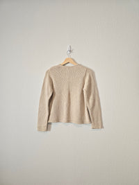 LL Bean Oatmeal Knit Button Up (S)