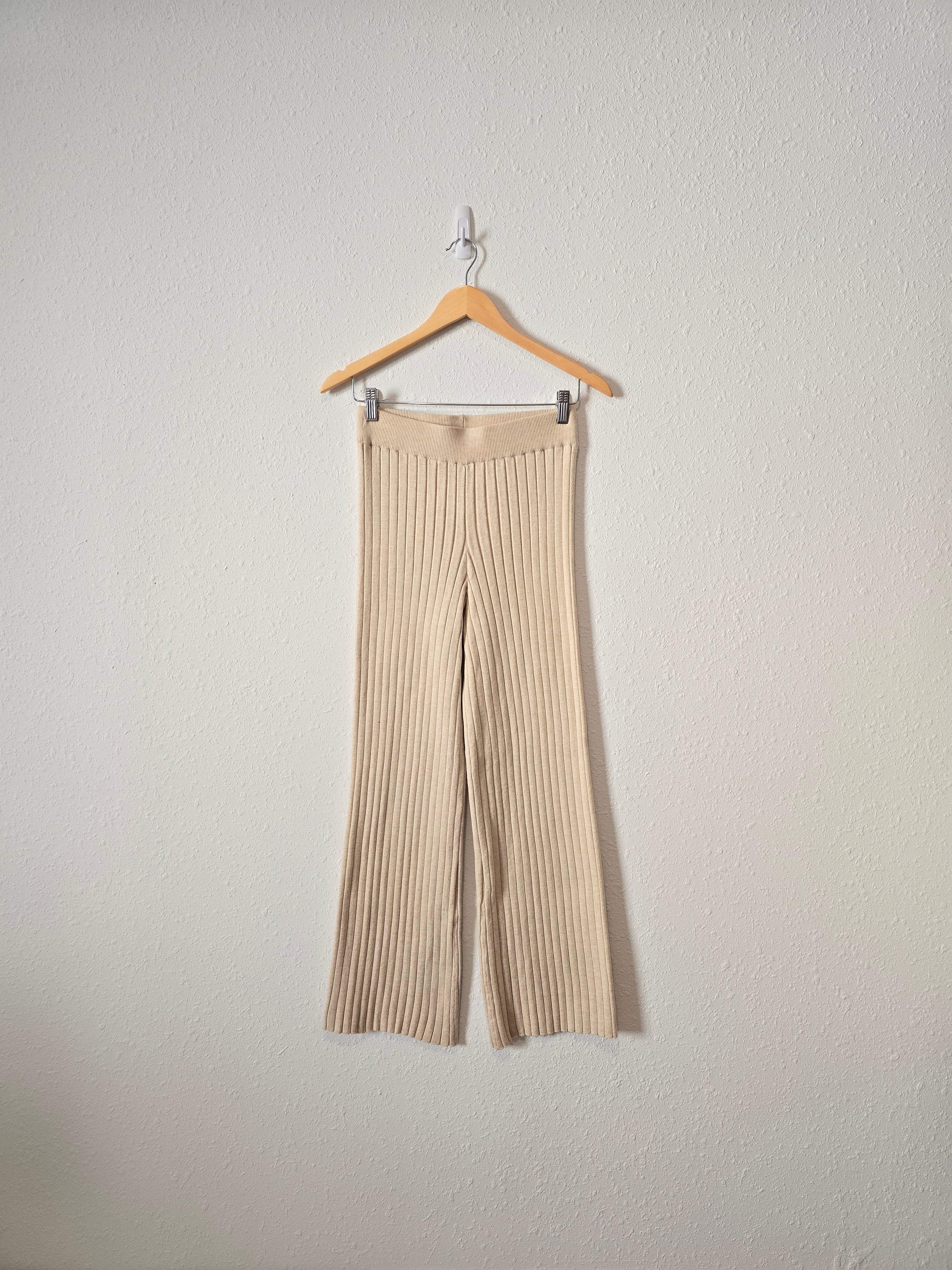 Cream Ribbed Pull On Pants (S)