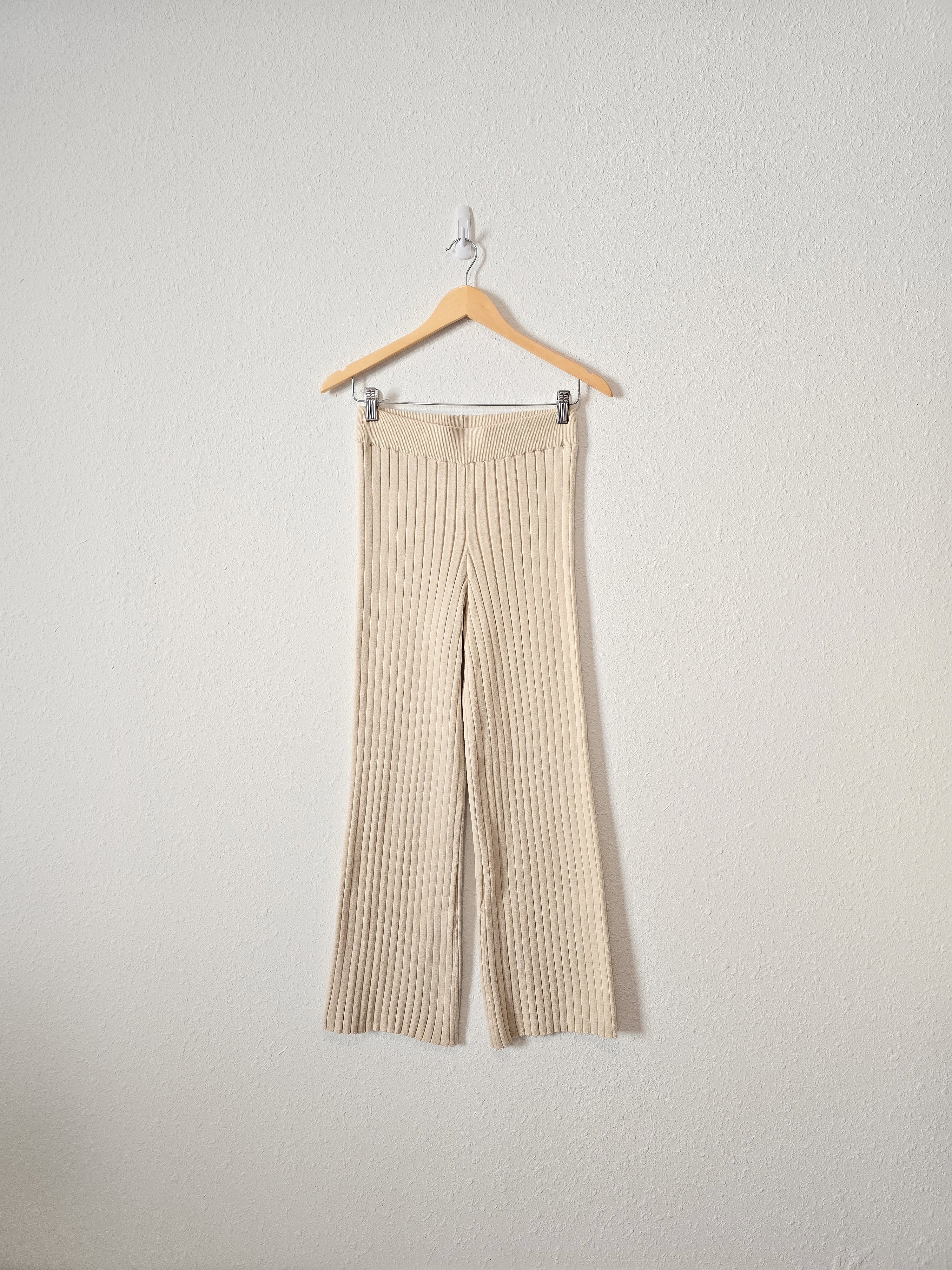 Cream Ribbed Pull On Pants (S)