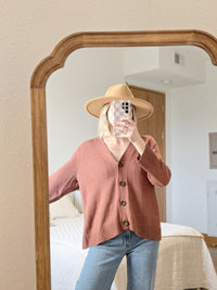 Rust Cotton Blend Cardigan (L)