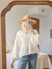 Gauze Puff Sleeve Top (M)