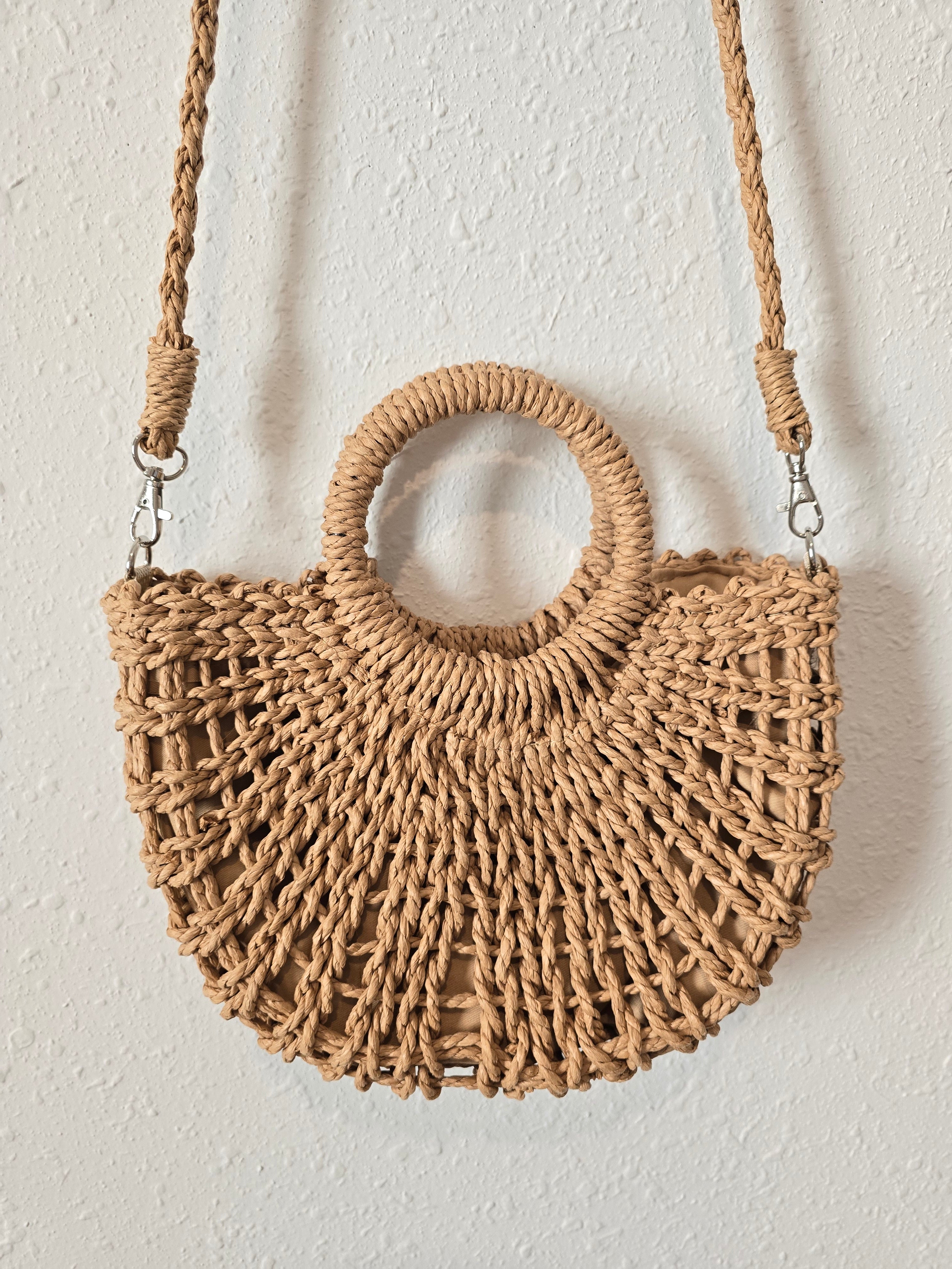 Wicker Boho Crossbody Bag