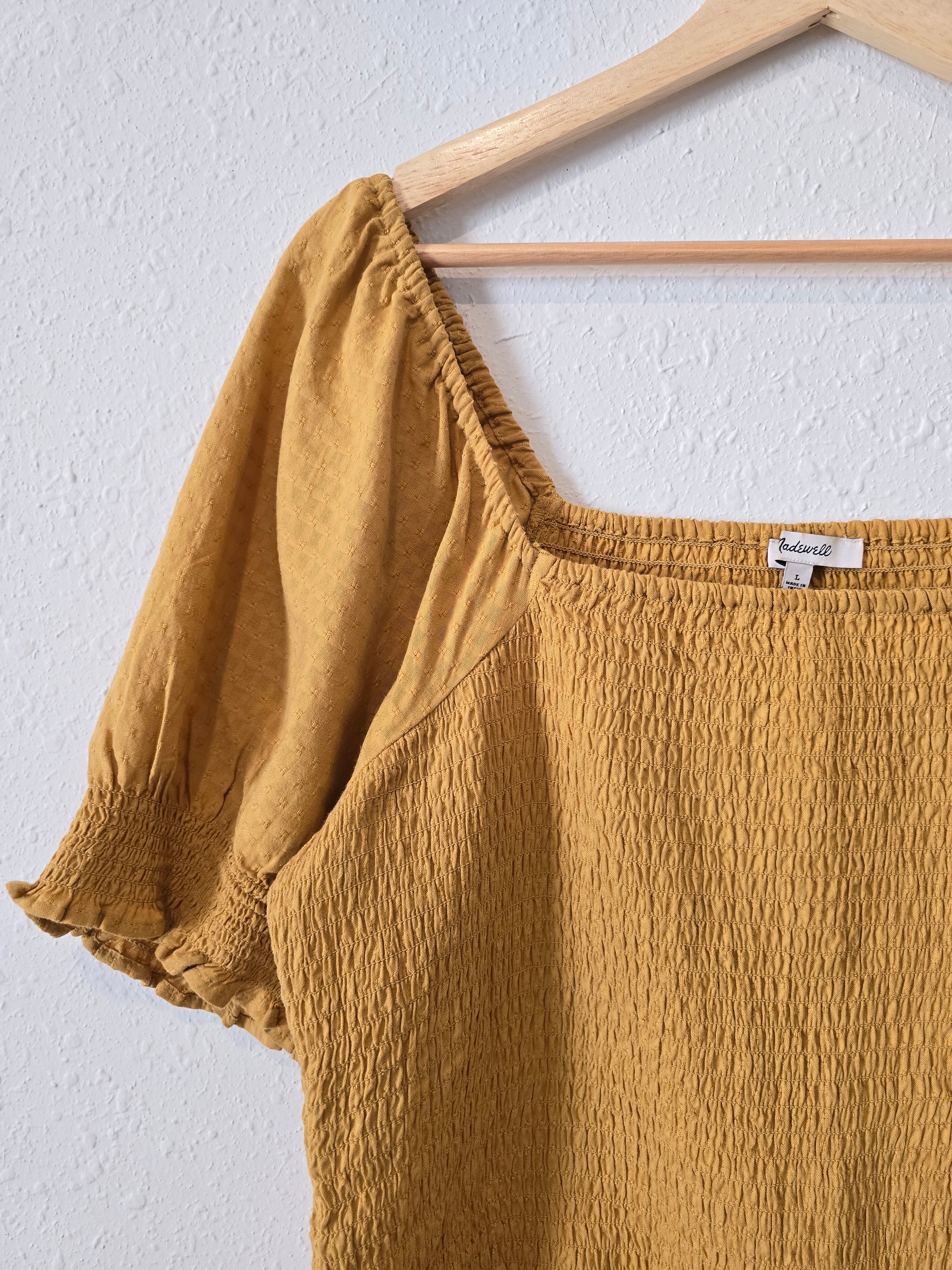 Madewell Mustard Smocked Top (L)