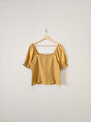 Madewell Mustard Smocked Top (L)