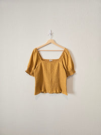 Madewell Mustard Smocked Top (L)