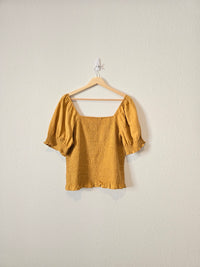 Madewell Mustard Smocked Top (L)