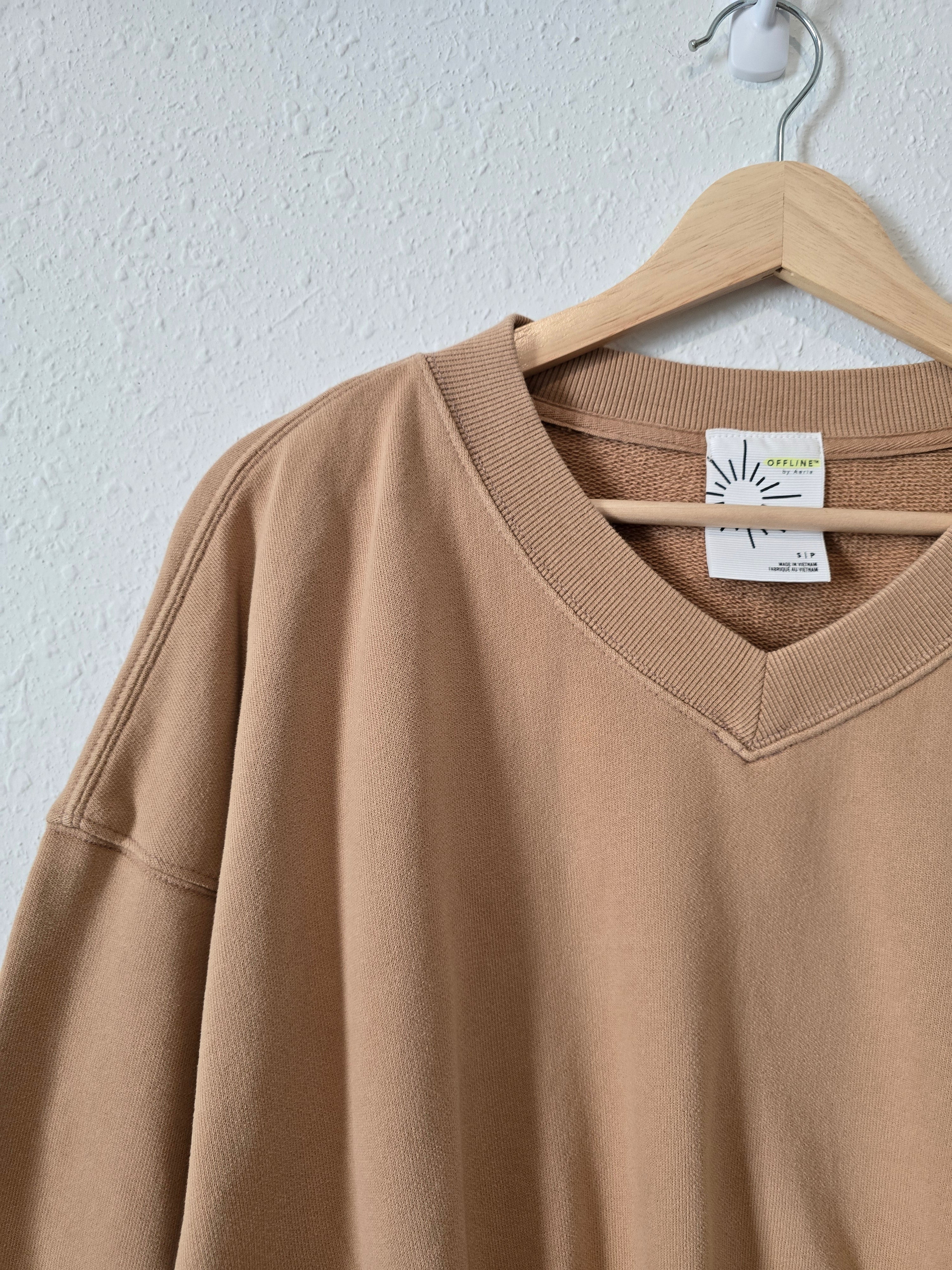 Aerie Crop V Neck Sweatshirt (S)