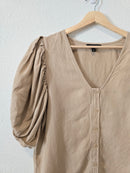 Linen Puff Sleeve Blouse (L)