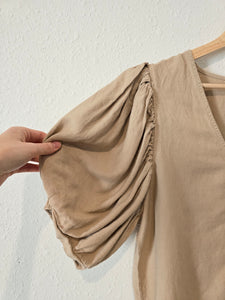 Linen Puff Sleeve Blouse (L)