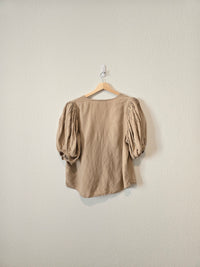 Linen Puff Sleeve Blouse (L)