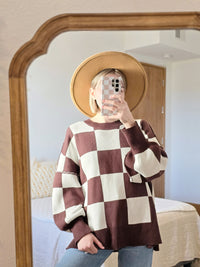 Neutral Checkered Sweater (L)