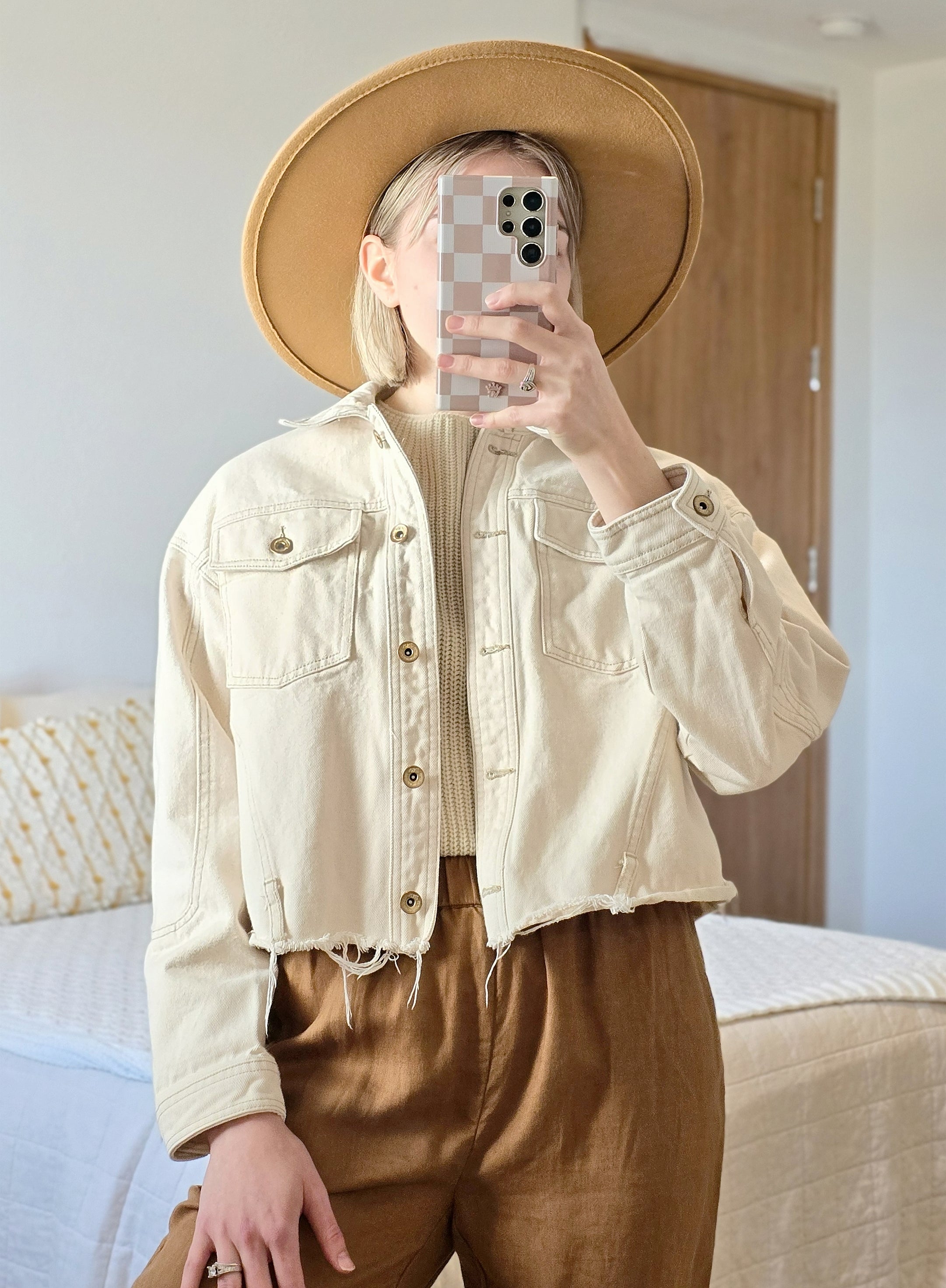 Zara Ecru Crop Jacket (S)